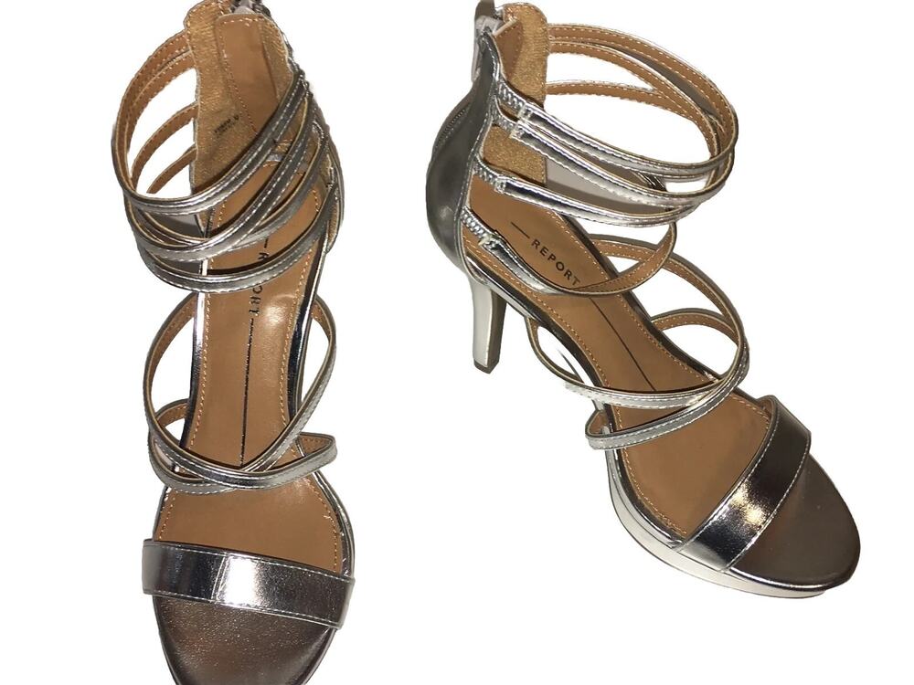 Report Women’s Loxley Pump Silver Heels Size 6 Dress Shoe Metallic Slip‑On
